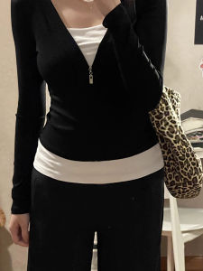 chaqi | False Two-Piece Slim Fit Long Sleeve Underwear Top
