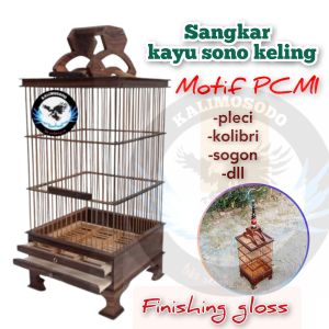 Sangkar kotak pleci kolibri prenjak kayu sono keling motif sangkar PCMI