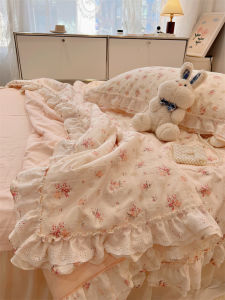 Fairytale Cotton Lace Summer Quilt Set Four Pieces Machine Washable Pure Cotton Air Conditioner Quilt Thin Comforter