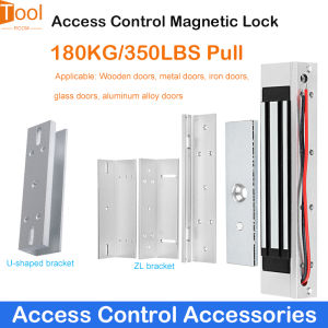 DC12V Electric Magnetic Lock 180KG/350lbs Door Lock With ZL Type Bracket U-Shaped Bracket For Wooden  Metal  Iron Glass Aluminum Alloy Doors
