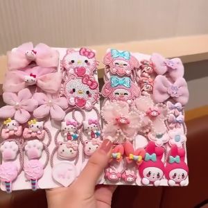 Kawaii Sanrio Hair Ties Set - 18pcs Anime Hair Rings Collection-Cartoon Girl Gift