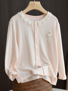 Light Soft Cotton Summer Jacket for Girls round Neck Air Conditioning Outerwear Child Teenage Summer Style Princess Style