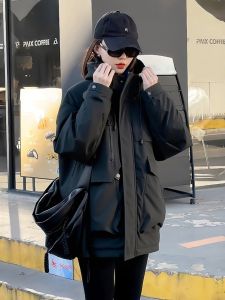 XUNYI | Áo Khoác Đẹp Hooded Đen Nữ Mùa Xuân Thu Ngắn Stylish