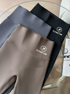 กางเกงโยคะทรงพอดีตัวเอวสูง ทรงตรง ผ้าไนลอนผสม ดีไซน์ลายฉลาม กางเกงขายาวทรงเข้ารูปสำหรับฤดูใบไม้ผลิ