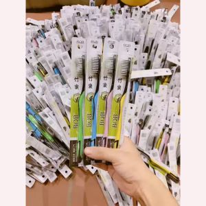 (Siêu rẻ) Set 10 Bàn chải đánh răng than tre giúp chải sạch răng chất lượng tốt Shop Bố Sam