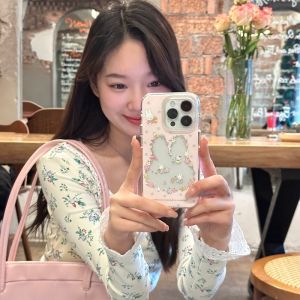Sweet Pink Floral Miffy Rabbit Full Cover iPhone Case Protective Shell for Apple 15 pro 16 pro Max 16 14 pro Max 13 Silicone Material