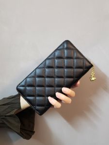 Long Diamond Grid Wallet Large Capacity Fashionable Handbag Zipper Ladies Money Clip Ins Style Soft PU Leather Multi-functional