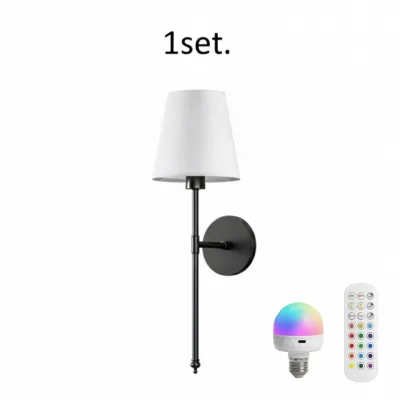 Battery Operated Wall Sconces Set of Cordless Wall Light Adhesive-backed install Rechargeable Bulbs and Remote 12Colors Dimmable