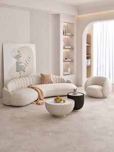 YIZUO | Creamy Simple Arc Tech Fabric Sofa