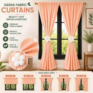 PARES PARES na Kulay ng Kurtina Plain Peach Non Ring Curtain House & School Decoration - Door Window Shelves Board Divider Barrier even in Vehicles can use to cover from sunlight (from small size curtain to big sizes)