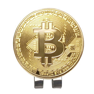 Gold Bitcoin Design Golf Hat Clip Magnet Mark Metal Material Golf Ball Position Marker Clip for Mens Hat Sports Fitness