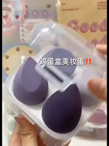 Set 4 Bông Trang Điểm Ướt Và Khô QQ Trứng Có Hộp - 100style