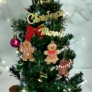 12PCS Gingerbread Man Ornaments - Christmas Tree Decor for Home Village