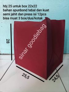 Tas hajatan hbj box 22x22 isi 12pcs tas bingkisan tas nasi tas kue tas besek handle lipat uk