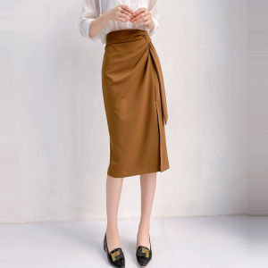 Grey Large Size Half Dress for Women Summer Casual Long Skirt with Frayed Waist Bodycon Style Polyester Fabric