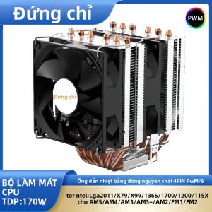 Bộ Làm Mát Bằng Không Khí 6 Ống Nhiệt CPU Cho Intel LGA 1366 1700 1200 1150 1151 1155 2011 X79 AM3 AM4 AM5 - Tháp Thông Gió Có 7 Lưỡi Dao