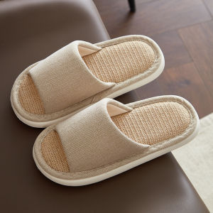 Large Size Linen Slippers Mens Spring Autumn Home Indoor Floor Anti-Slip Odor Control Cotton Linen Mens Fabric Slippers