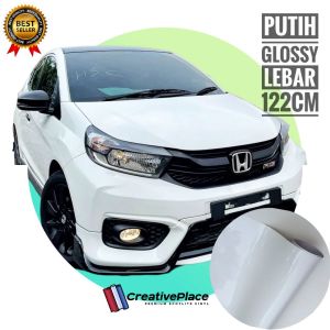 sticker skotlet warna putih glossy lebar 122cm premium / scotlite putih mengkilat lebar 122cm bisa untuk motor dan mobil