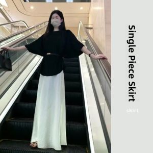 YUEZHONGWEI | Black V-Neck Ice Silk Short Sleeve Knitted Top Women Summer Acetate Halter Skirt Money Old Style Korean Loose Fit Soft Fabric