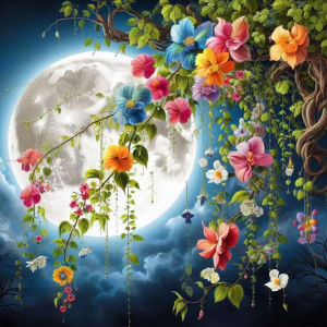 Full Square Round Diamond Painting Moon Flower Diamond Mosaic Landscape New Collection 2026 Handmade Gift