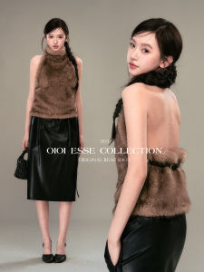 OIOI ESSE | Áo Gile Vintage Đệm Cao Cổ Treo Cổ Xẻ Sâu Sau