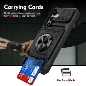 Armor Wallet Card Phone Case for Samsung Galaxy S26 S25 Ultra S24 Plus S23 FE S26Ultra Magnetic Rotated Ring Kickstand Cover