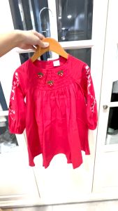 [HỎA TỐC] Váy Melisa dâu đỏ cho bé gái 10-40kg Váy Noel cho bé gái Đầm đỏ smock Tết