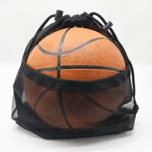 Portable Drawstring Backpack Mesh Ball Bag Football Soccer Volleyball Basketball Storage Bags Sports Travel Gym Swim Toy Net Bag