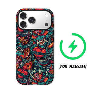 Old School Demon Tattoo Phone Case for iPhone 18 17 16 15 14 13 12 11 Air Pro Max Plus Double-layer Cover