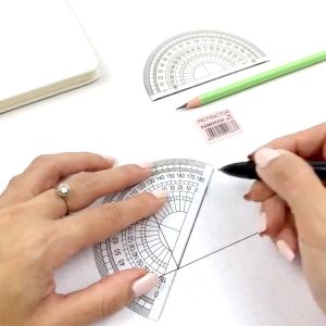 SK-A108 Busur Derajat Plastik Transparan Plastic Protractor 180 Derajat / Penggaris 180 Half Circle