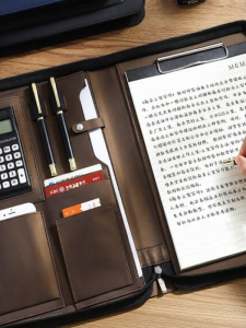 Multifunctional Leather File Folder Business Customized Real Estate Document Organizer