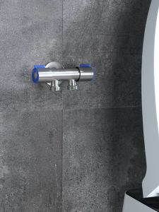 Stainless Steel SUS304 Angle Valve 2 Way Hot Cold Water Tap Pipe Extender Splitter Washing Machine Toilet Bathroom