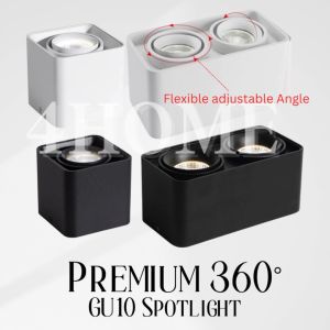 Premium 360 degree Halo Surface GU10 LED Spotlight Single Head Square Double Head Rectangular Rotatable