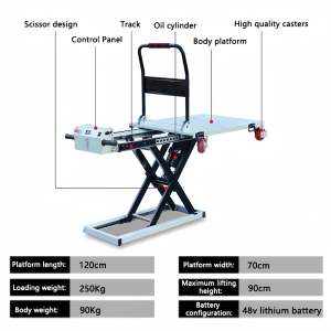 HEJI Multifunction Electric Lifting Trolley Portable Hydraulic Automatic Lifting Mobile Flatbed Truck Bear 250kg