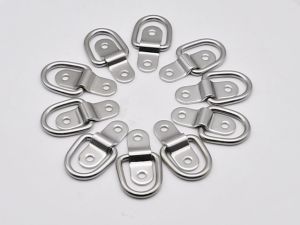 4 Pack D Ring Tie Down Anchors with Screws Stainless Steel Trailer Tie Down Hooks Truck Lashing Ring