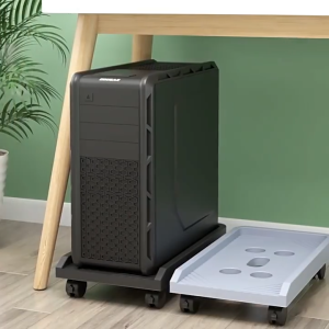 SG RumahHome® Adjustable Mobile CPU Stand with Lockable Wheels & Ventilation - Rolling Cart for PC Computer Tower Case Holder Under Desk Holder