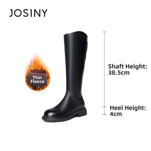 Josiny | White Long Tube Boots For Women V-Neck Thick Soles Winter 2025 New Knight Boots