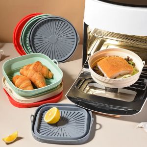 20/23cm Silicone Baking Tray Square Foldable Tray Heat-resistant Air Fryer Tray Food Grade Cake Silicone Mold Thickened Tray Pan