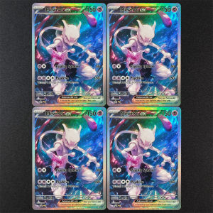 Bandai | Self Made Pokemon English MUR Gold Card Lucario Mewtwo ex Homemade Anime Game Collection Texture Card Toy