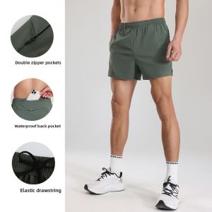 Mens Running Shorts Professional Marathon Three-quarter Length Sports Pants with Inner Liner Quick-drying Athletic Tracksuit