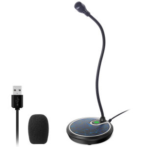 Micro USB Có Chân Đế Cổ Ngỗng Công Nghệ Khử Tiếng Ồn Có Thể Điều Chỉnh 360 Độ Nút Tắt Tiếng Đèn LED Chỉ Báo Plug & Play Condenser Cho Máy Tính