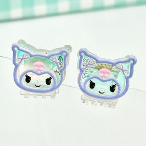 Sanrio Edge Decorated Transparent Hair Clips Childrens Sweet Forehead Bangs Hair Accessories Cute Gel Color Matched Set