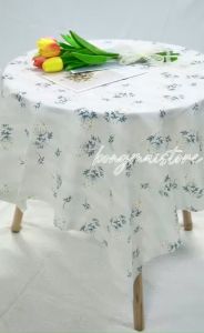 [120*120cm] Khăn trải bàn vải flannel chống thấm nước họa tiết hoa tử đinh hương phong cách nhẹ nhàng vintage - T062