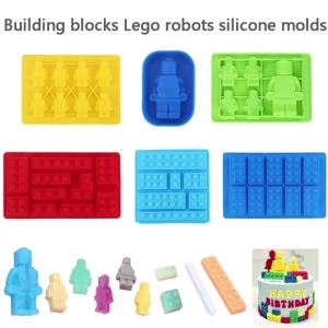 1 Khuôn Silicon Cho DIY Khối Xây Dựng Lego Robot Bánh Sô Cô La Kem Thạch Xà Phòng Handmade Lật Đường Dụng Cụ Nướng Bánh