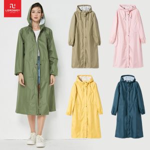 LORDWEY Womens Waterproof Long Raincoat Hooded Windbreaker Lightweight Outdoor Hiking Raincoat