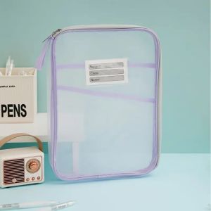 One A4 Zipper File Bag a Three-Layer Mesh-Nylon Storage Pouch Suitable for Organizing Books And Office Supplies. ﻿