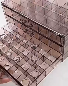 Rak Laci Mini 72 Sekat 3 Tingkat Transparan Kotak Perhiasan Cincin Kalung Anting Serbaguna / Jewelry Box 3 Laci kotak penyimpanan acrylic Cocok untuk anting-anting kalung dan semua jenis perhiasan