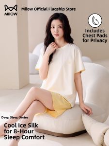 MiiOW | Summer Silky Leisure Padded Sleepwear Set for Outwear and Large Size