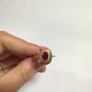 Huitan Versatile Women Minialist Ring Gold Color Inlaid Shiny Red CZ Fashion Wedding Party Luxury Accessories Elegant Jewelry