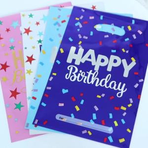 10pcs 16x25cm Happy Birthday Printed Gift Bags Plastic Candy Bag Party Loot Bags Boy Girl Kids Birthday Party Favors Supplie